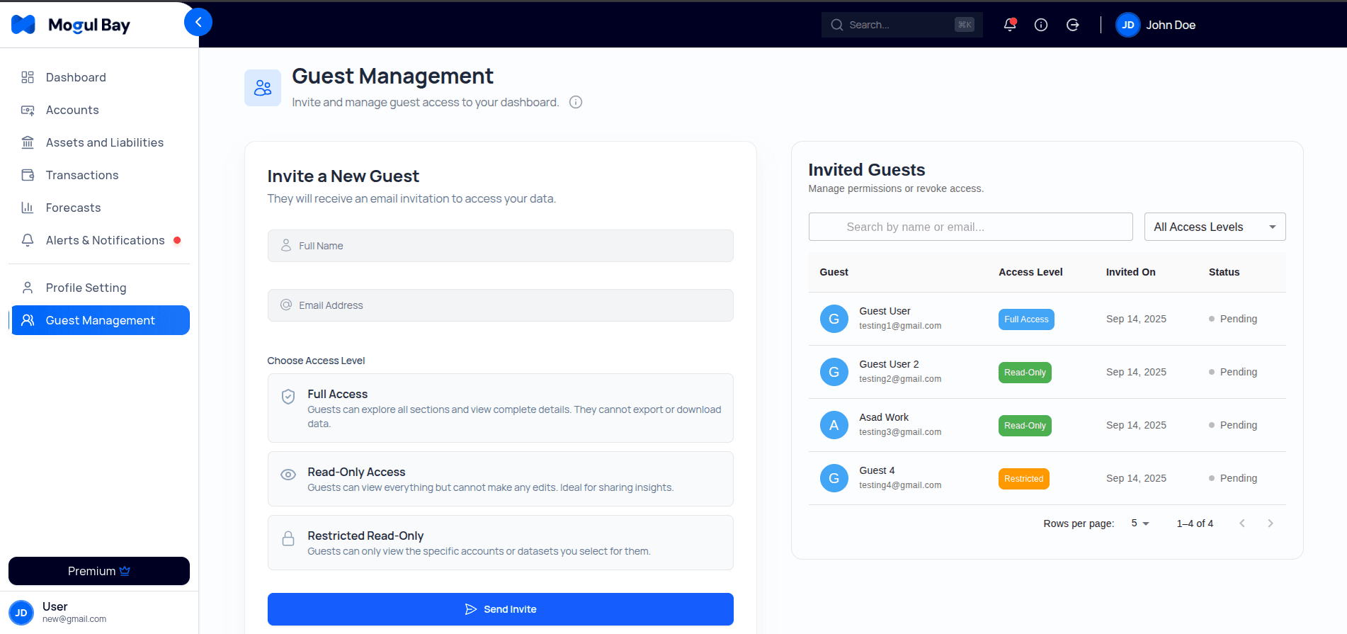 Secure Guest Access - MogulBay Financial Platform Feature