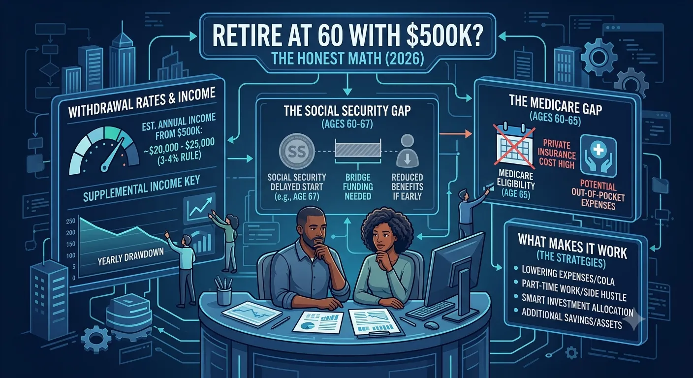 Illustration for retiring at 60 with $500k guide
